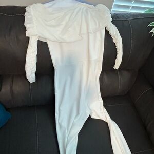 White Ruffled Long Sleeve Jumpsuit